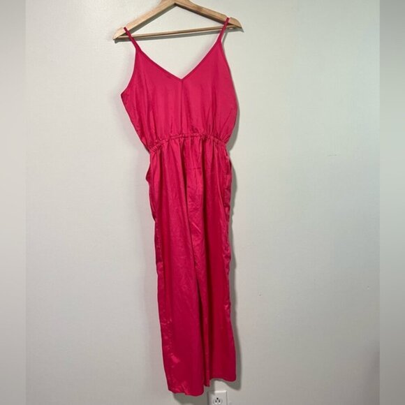 Hot Pink Spaghetti Strap Sleeveless Jumpsuit with Pockets – Size M - Picture 7 of 11